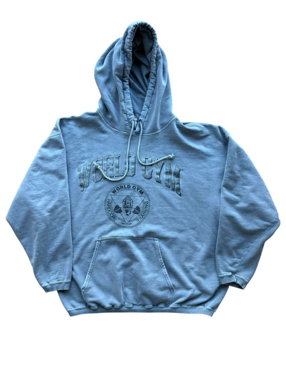 Vintage *RARE* VINTAGE WORLD GYM GORILLA ARNOLD FADED BOXY HOODIE Size US XL / EU 56 / 4 - 15 Thumbnail