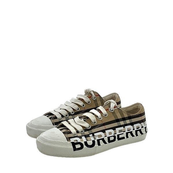 Burberry Check Logo Print Sneakers Size 37 in Beige, Women's