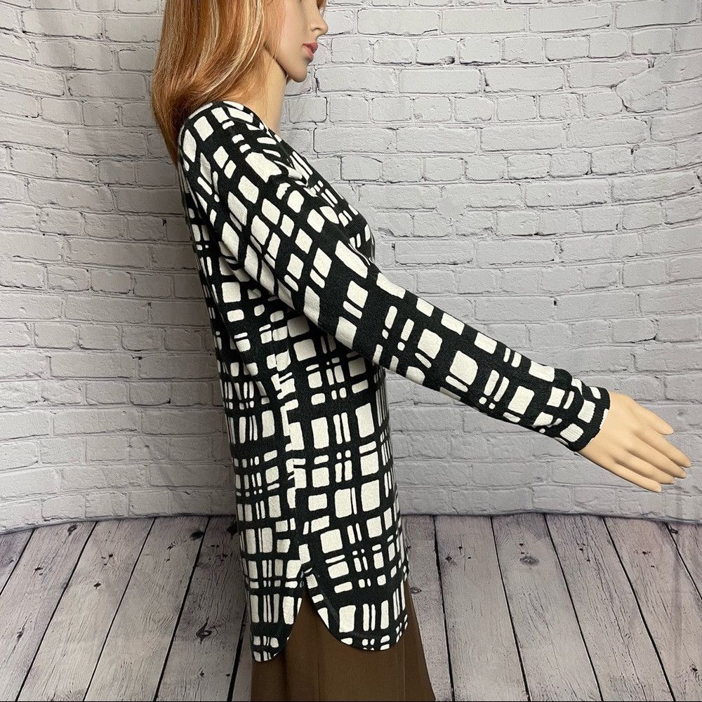 Renuar New Renuar Black White Geometrical Pattern Sweater Tunic Si Size XS / US 0-2 / IT 36-38 - 3 Thumbnail