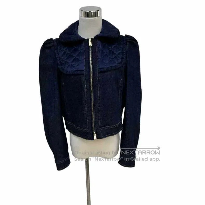 Fendi Puff Sleeve Back Logo Denim Jacket
