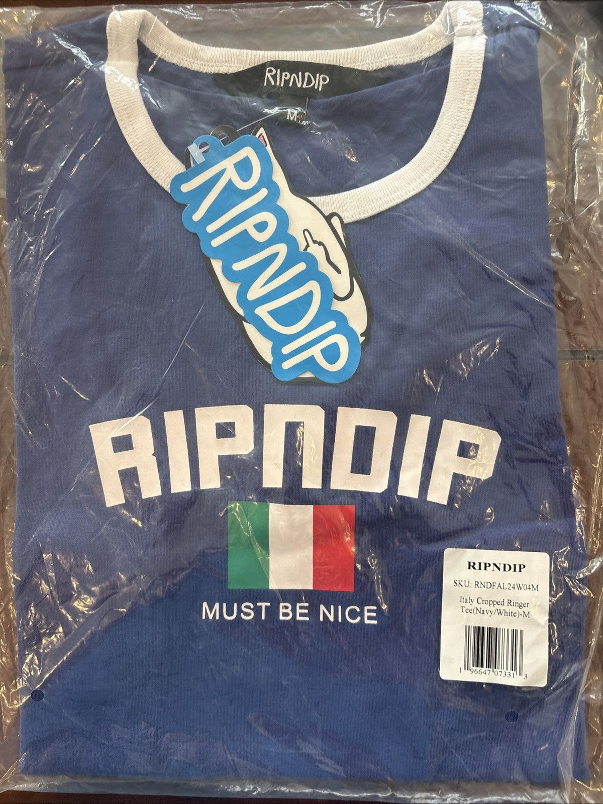 RIPNDIP Rip n Dip Women’s Blue And White Top Italy Cropped Ringer Size M / US 6-8 / IT 42-44 - 1 Thumbnail