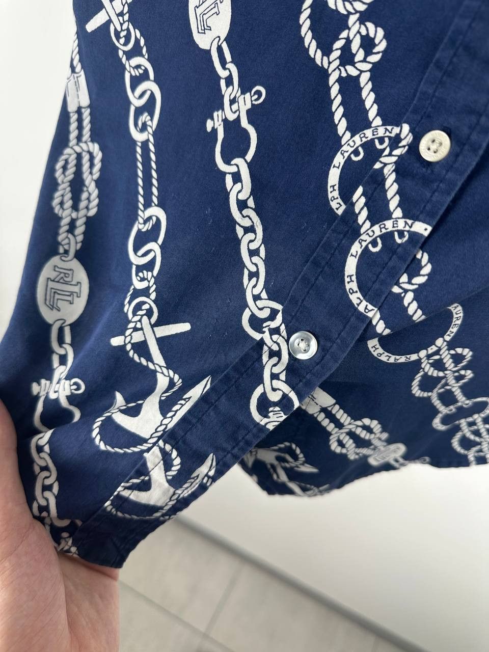 Lauren Ralph Lauren Luxury Rare Lauren Ralph Lauren Blue Chains Print Shirt Size M / US 6-8 / IT 42-44 - 12 Thumbnail
