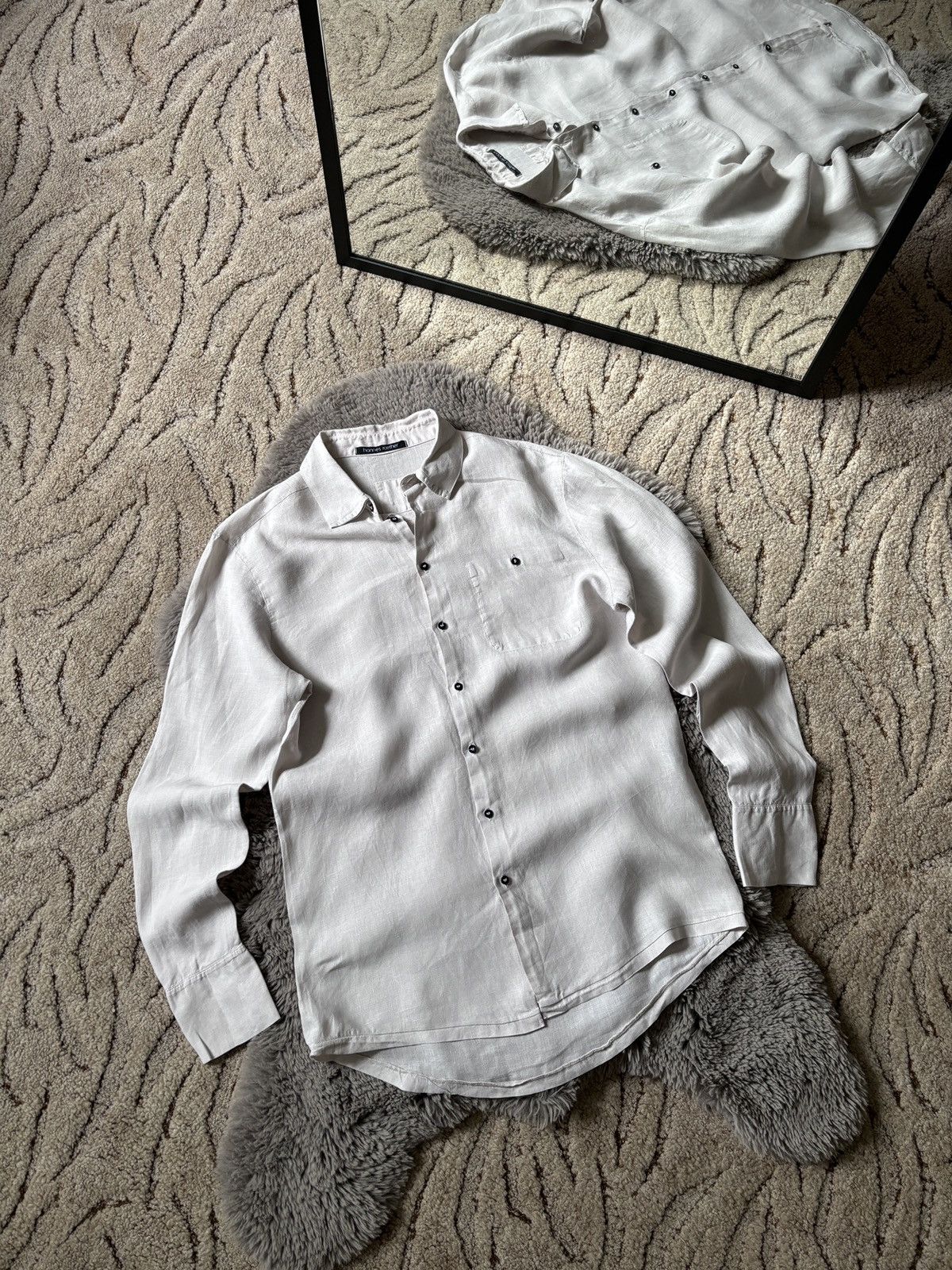 hannes roether Hannes Roether shirt beige linen long sleeve shirt Size US M / EU 48-50 / 2 - 1 Thumbnail
