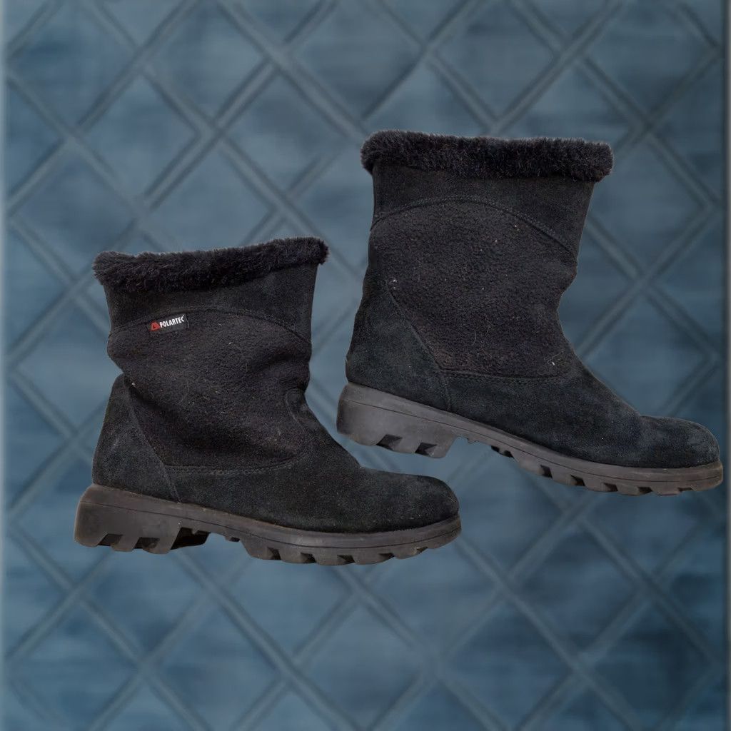Vintage Sporto Womens Boots Snow Warm Insulated Black Mid-Calf Faux Fur Winter Leather 8M Womens Mens? Size US 8 / IT 38 - 1 Thumbnail