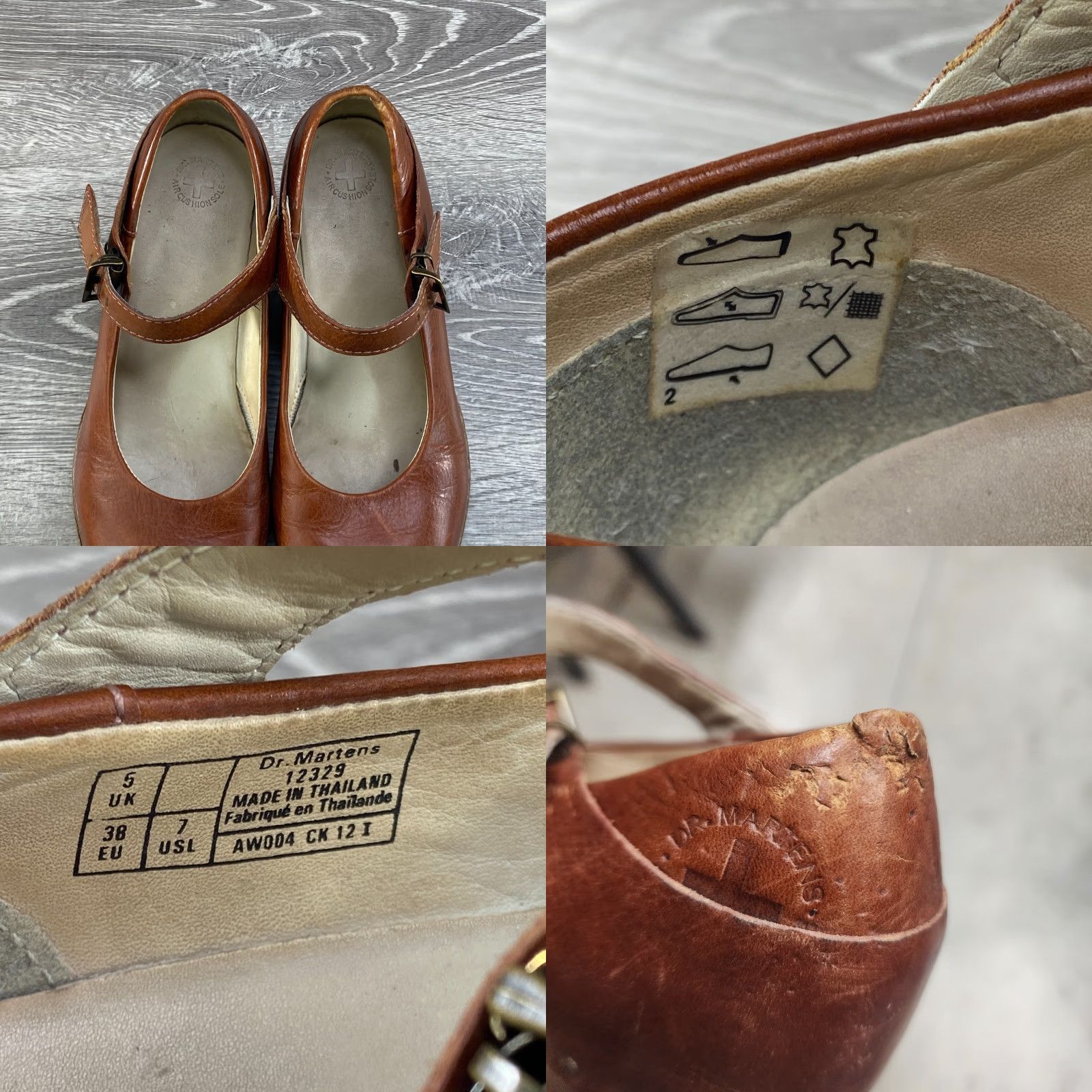 Dr. Martens VINTAGE Dr Martens Doc Drew Wedge Brown Leather Mary Jane Stud Platform Shoes - Womens 7 Size US 5 / IT 35 - 8 Thumbnail