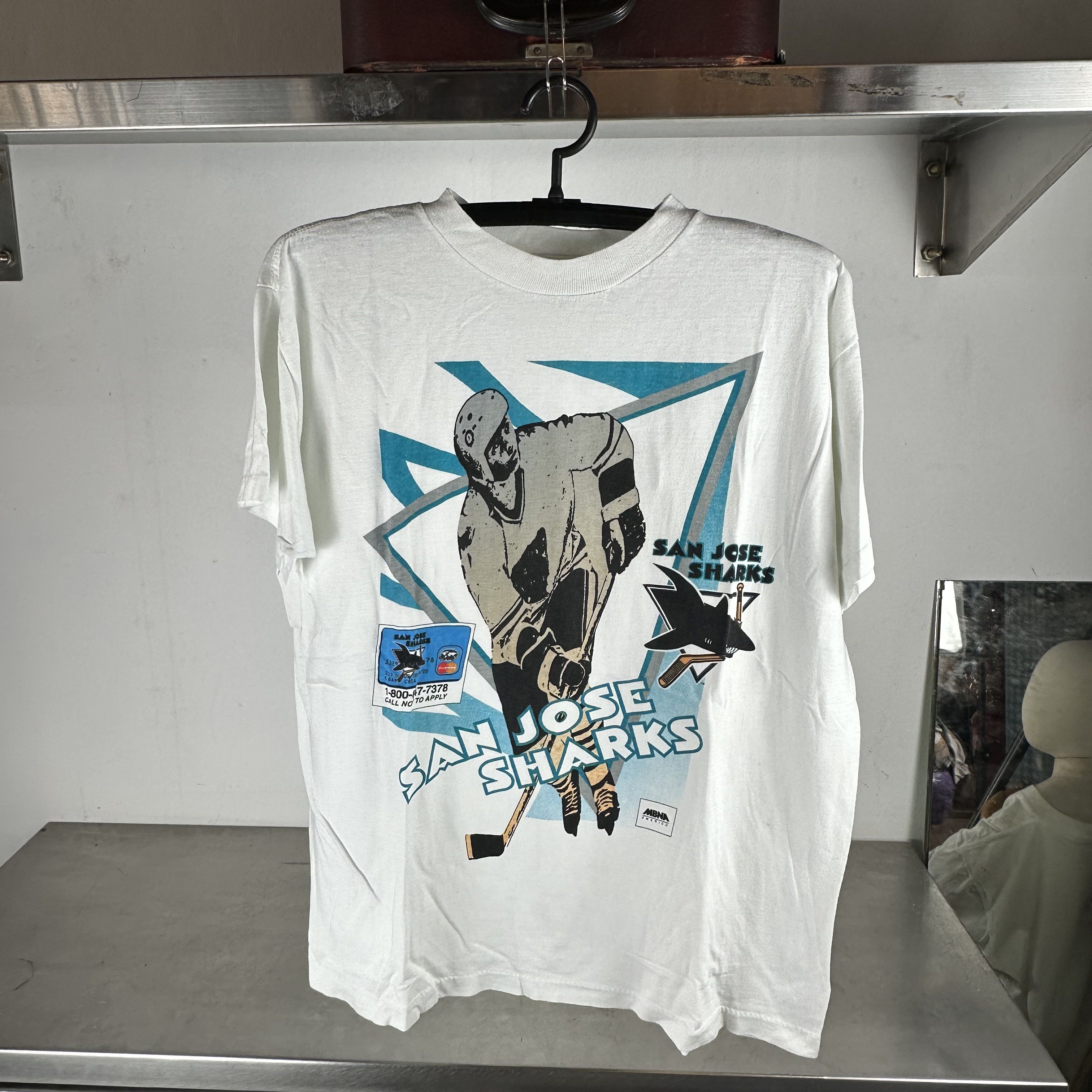 Vintage Vintage 90s San Jose Sharks Mastercard NHL Promo T-shirt Size US XL / EU 56 / 4 - 1 Thumbnail