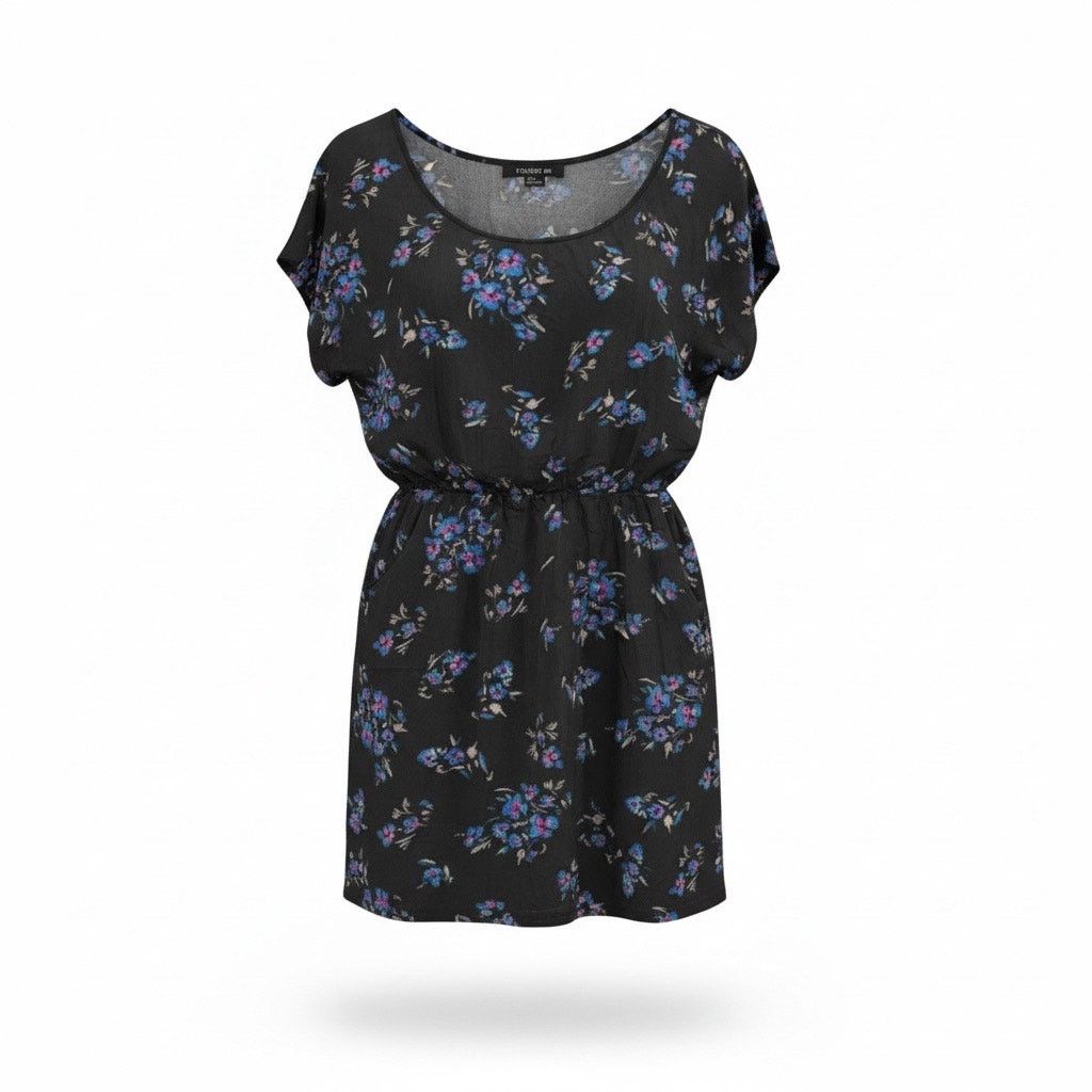 Forever 21 Forever 21 Women’s Large Black Floral Short Sleeve Dress Size L / US 10 / IT 46 - 1 Thumbnail