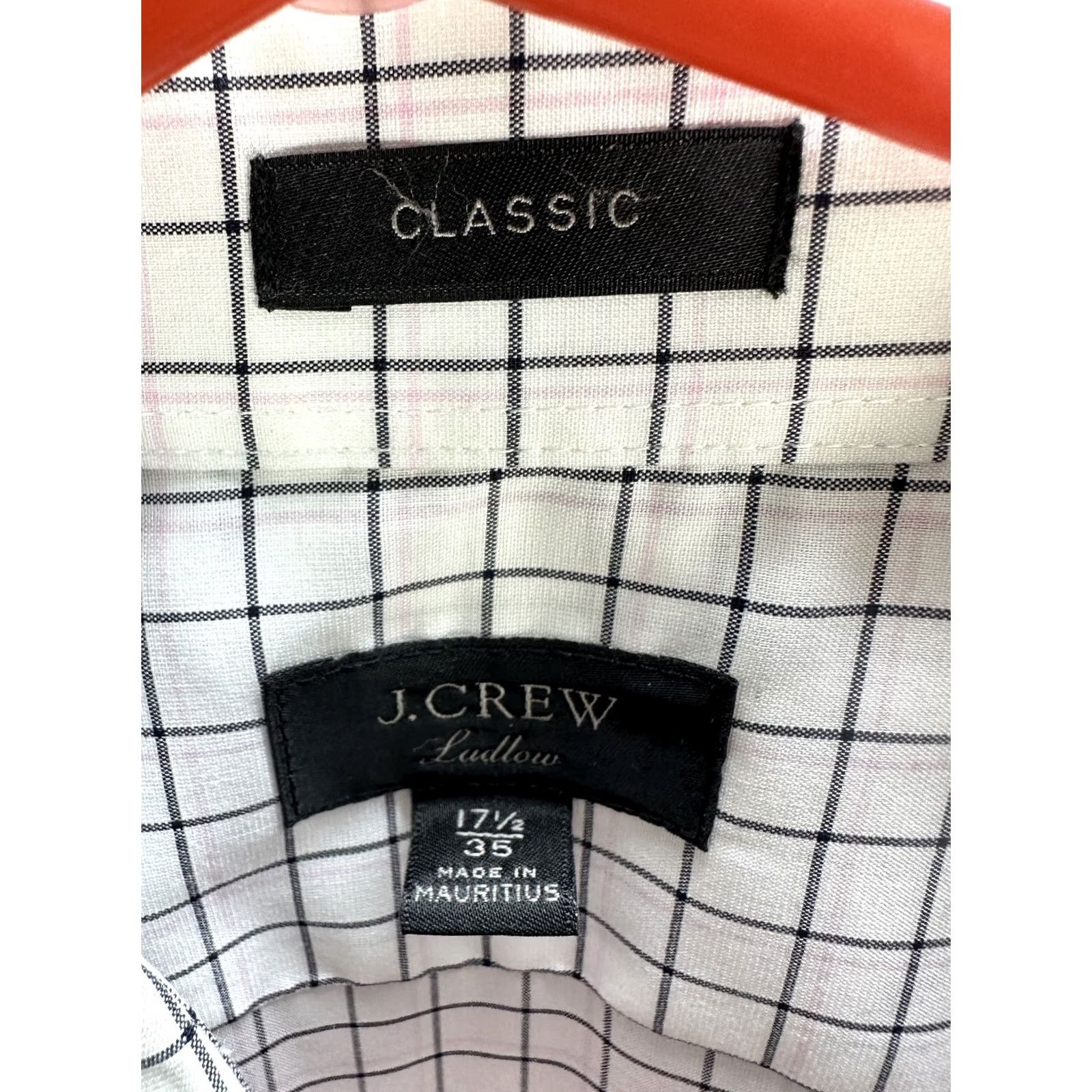 J.Crew J.Crew Ludlow Dress Shirt White Pink Checkered - Mens, Size 17.5, Classic Fit, Long Sleeve, Button Up, Cotton, Regular Size 48R - 3 Thumbnail