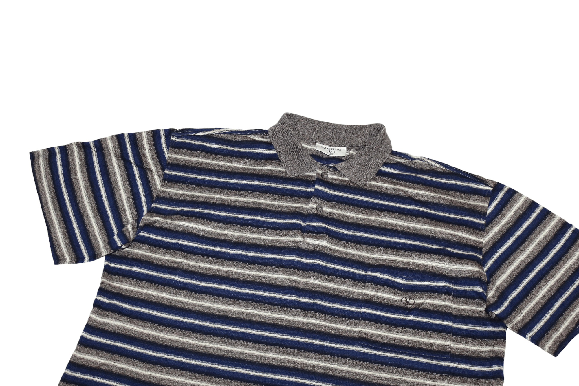 Valentino Valentino Studio Signatured Striped Cotton Pique Polo Shirt Size US XL / EU 56 / 4 - 5 Thumbnail