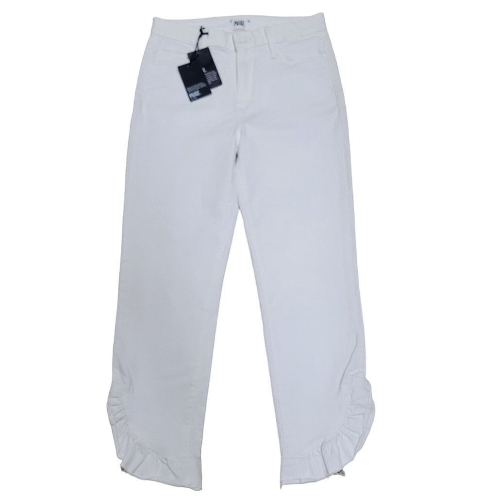 Paige PAIGE Hoxton Straight Ruffle-Detail Ankle. Size 30.Inseam 27 Size 30" / US 8 / IT 44 - 8 Thumbnail