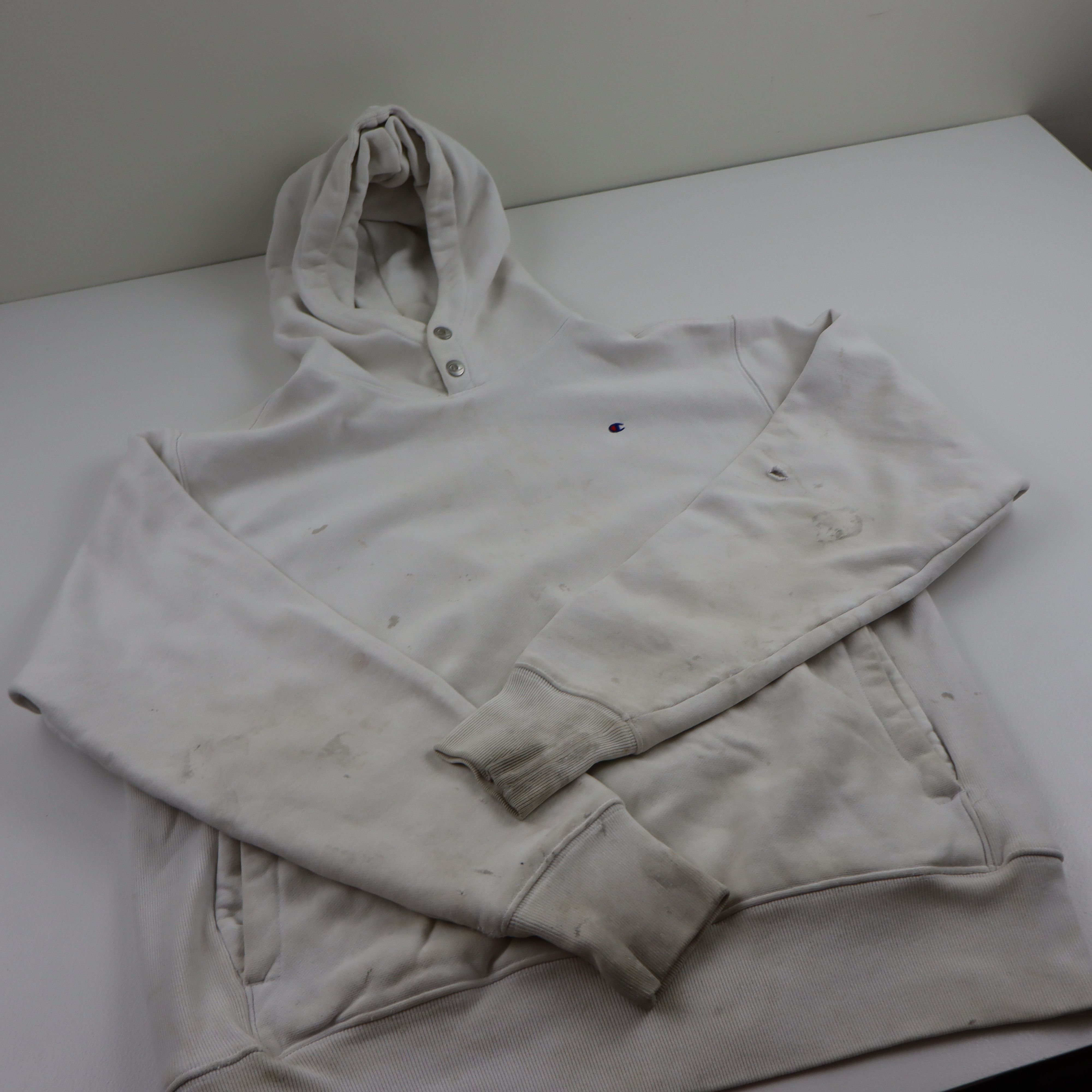 Champion × Vintage Crazy Distressed 90s Champion Reverse Weave Blank Hoodie Size US M / EU 48-50 / 2 - 4 Thumbnail