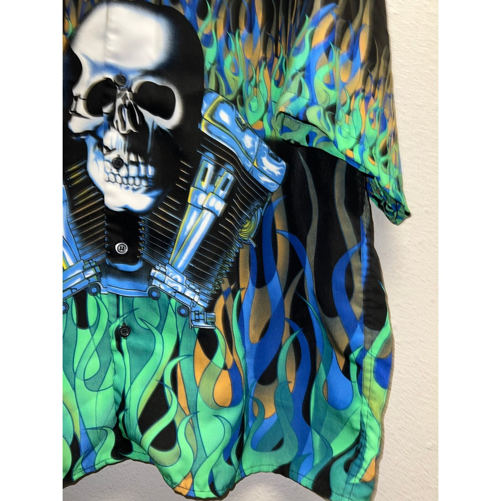 Vintage Y2K City Impact Button Up Shirt Skull Engine Flames Tee 2XL Size US XXL / EU 58 / 5 - 4 Thumbnail