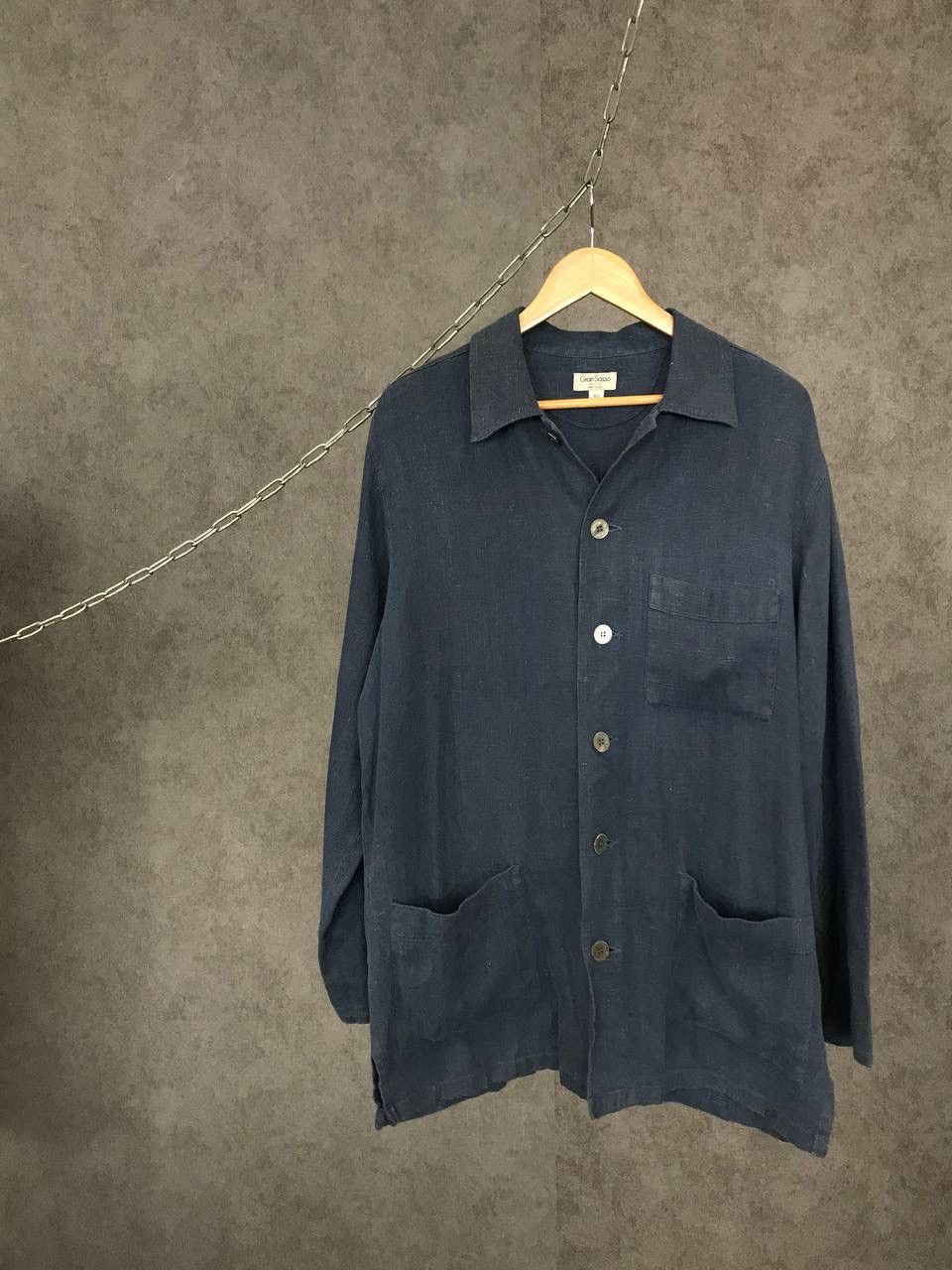image of Gran Sasso Vintage Designer Linen Jacket in Navy, Men's (Size Large)