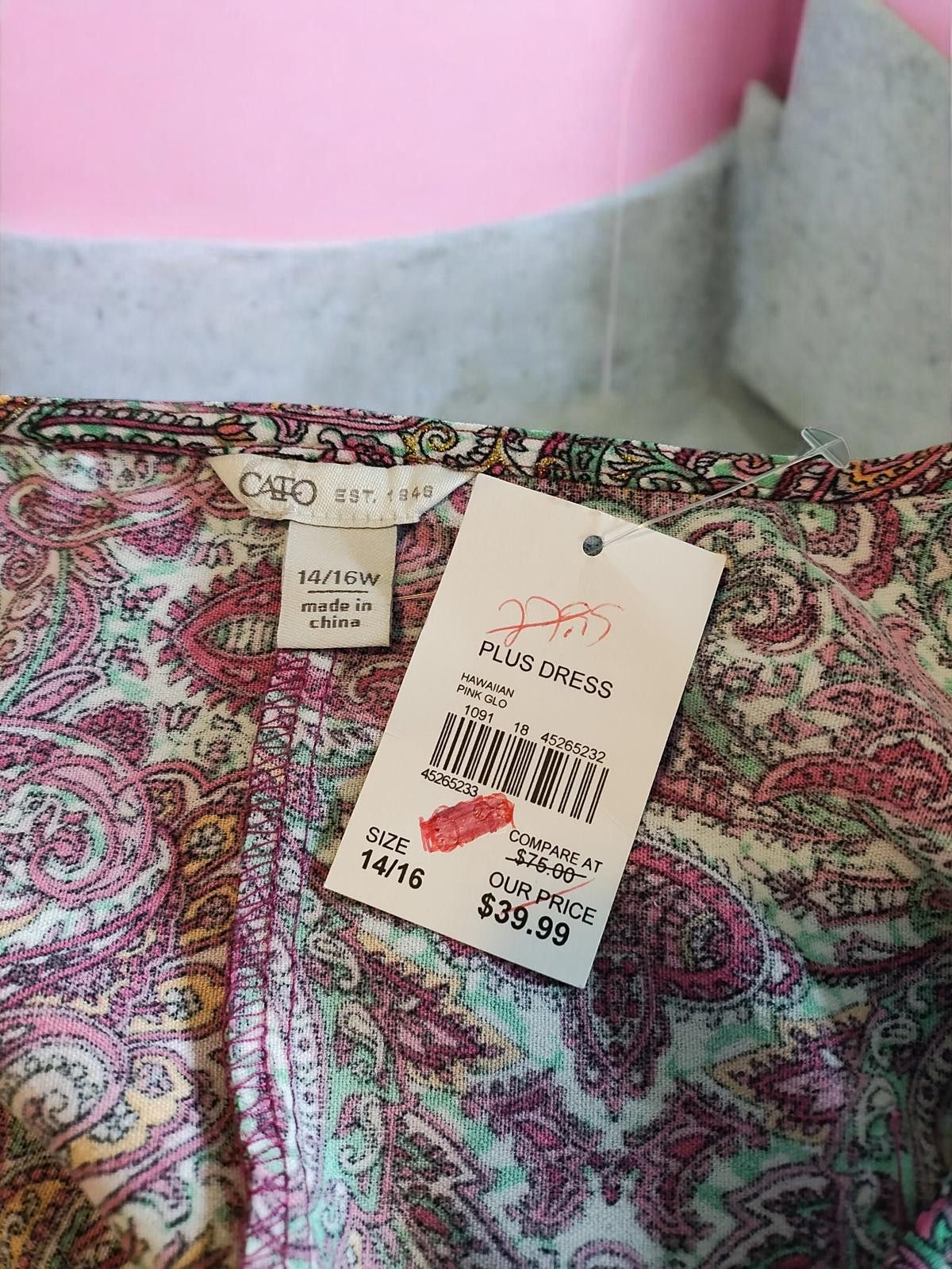 Cartoon Network Plus Size 14/16 Hawaiian Pink Glo Maxi Dress by Cato, New w/ Size XL / US 12-14 / IT 48-50 - 6 Thumbnail