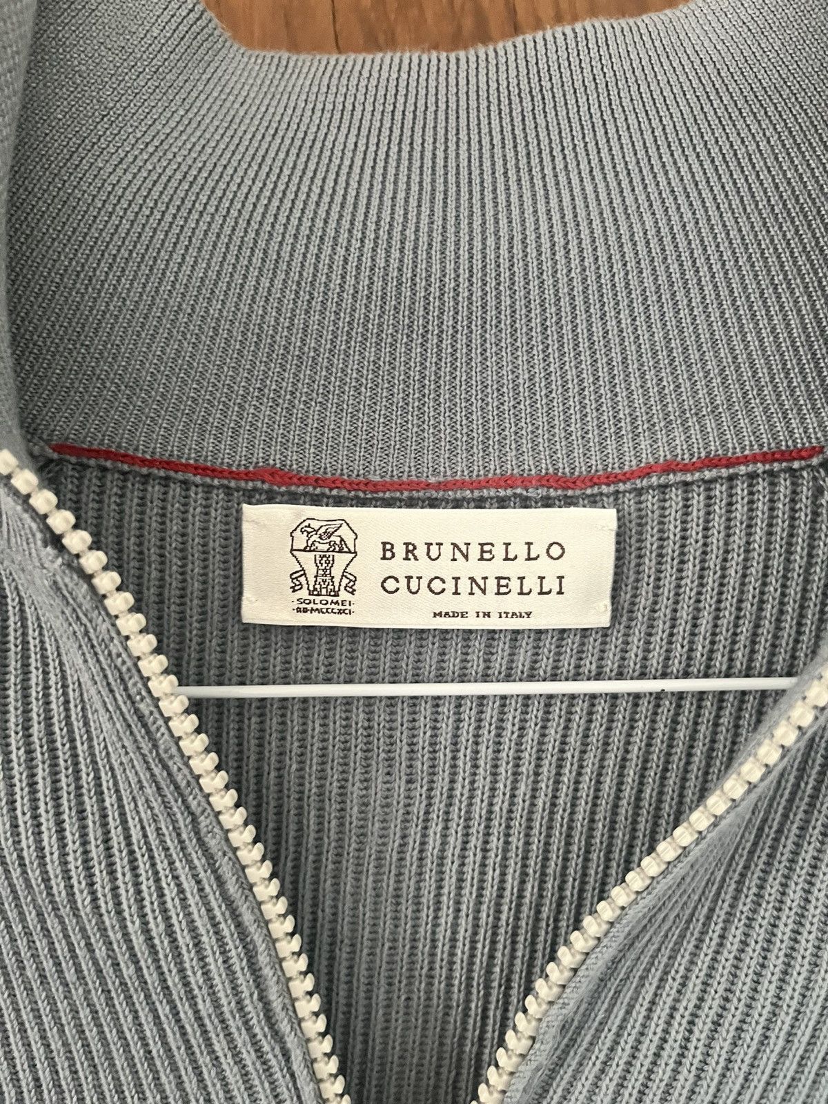 Brunello Cucinelli Brunello cucinelli light blue ribbed quarter zip size 50 Size US M / EU 48-50 / 2 - 2 Thumbnail