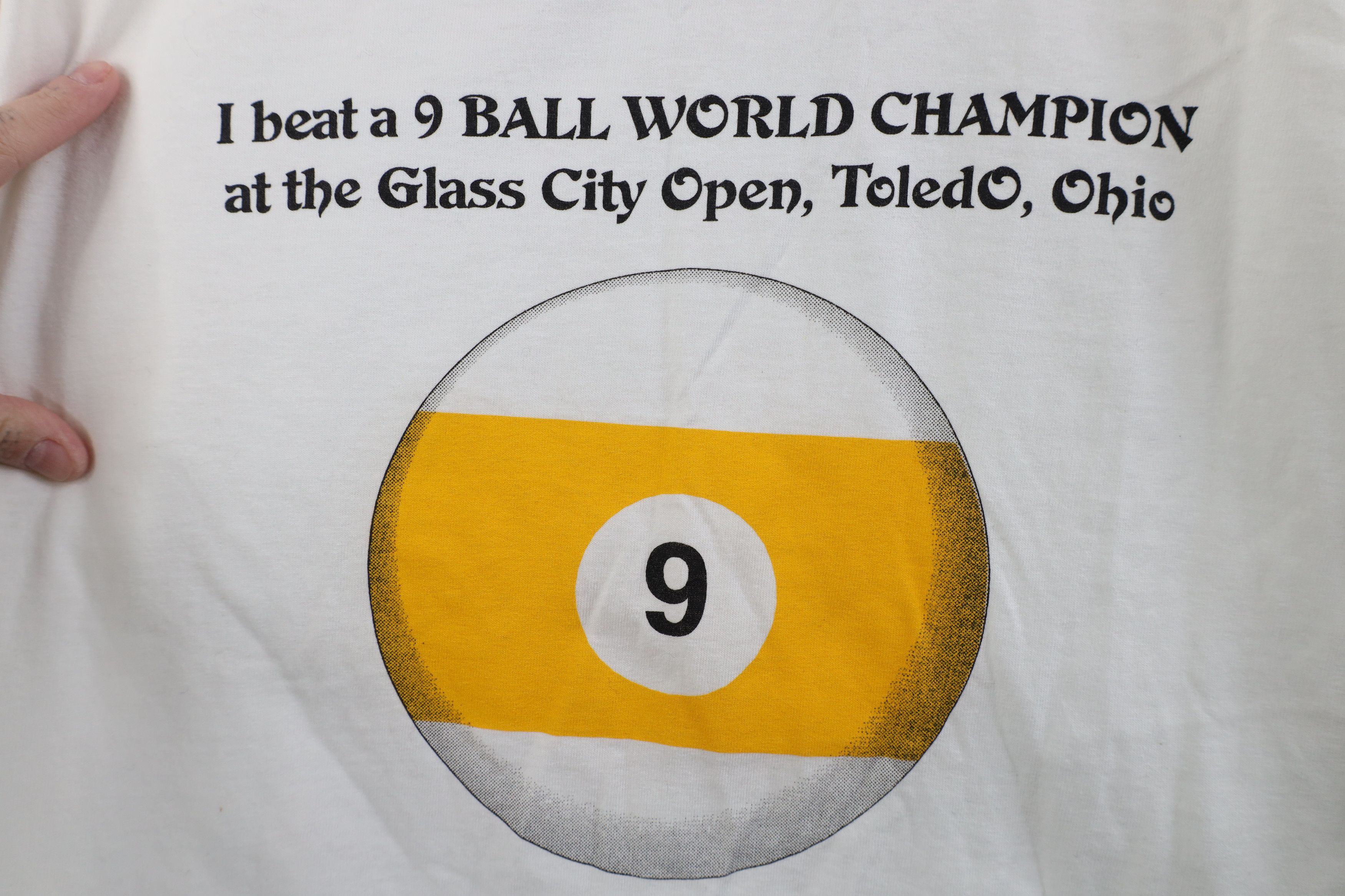 Vintage Vintage 90s 9 Ball World Champion City Open Pool T-Shirt Size US XL / EU 56 / 4 - 4 Thumbnail