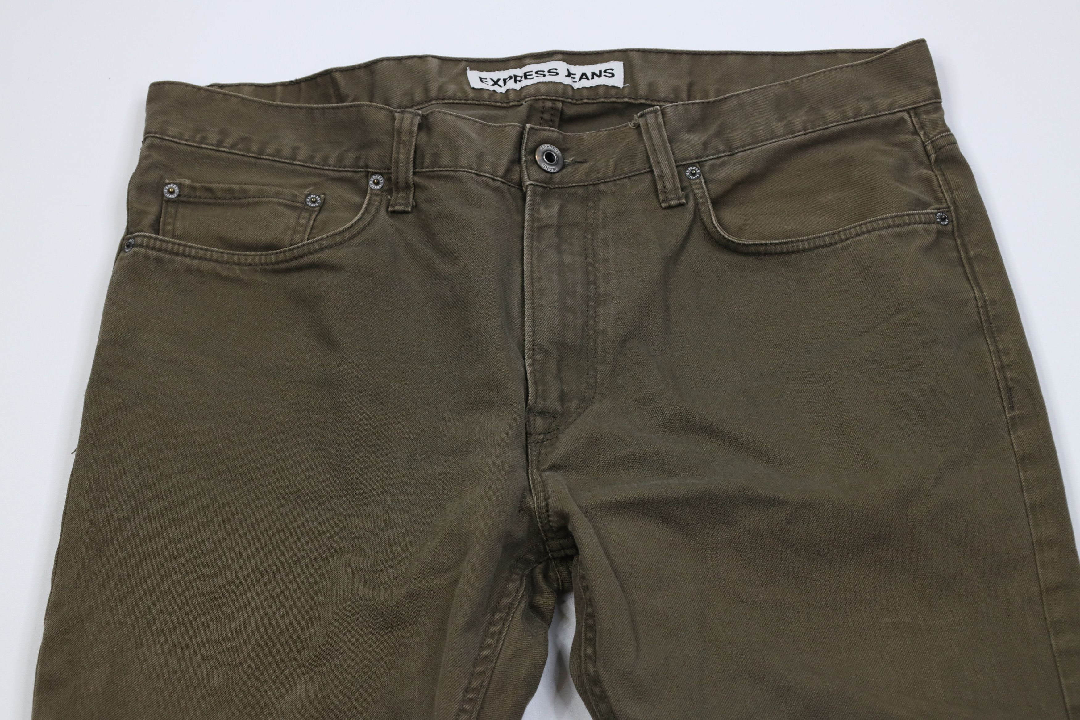 Express Express Fit Faded Rocco Skinny Leg Denim Jeans Green Cotton Size US 36 / EU 52 - 2 Thumbnail