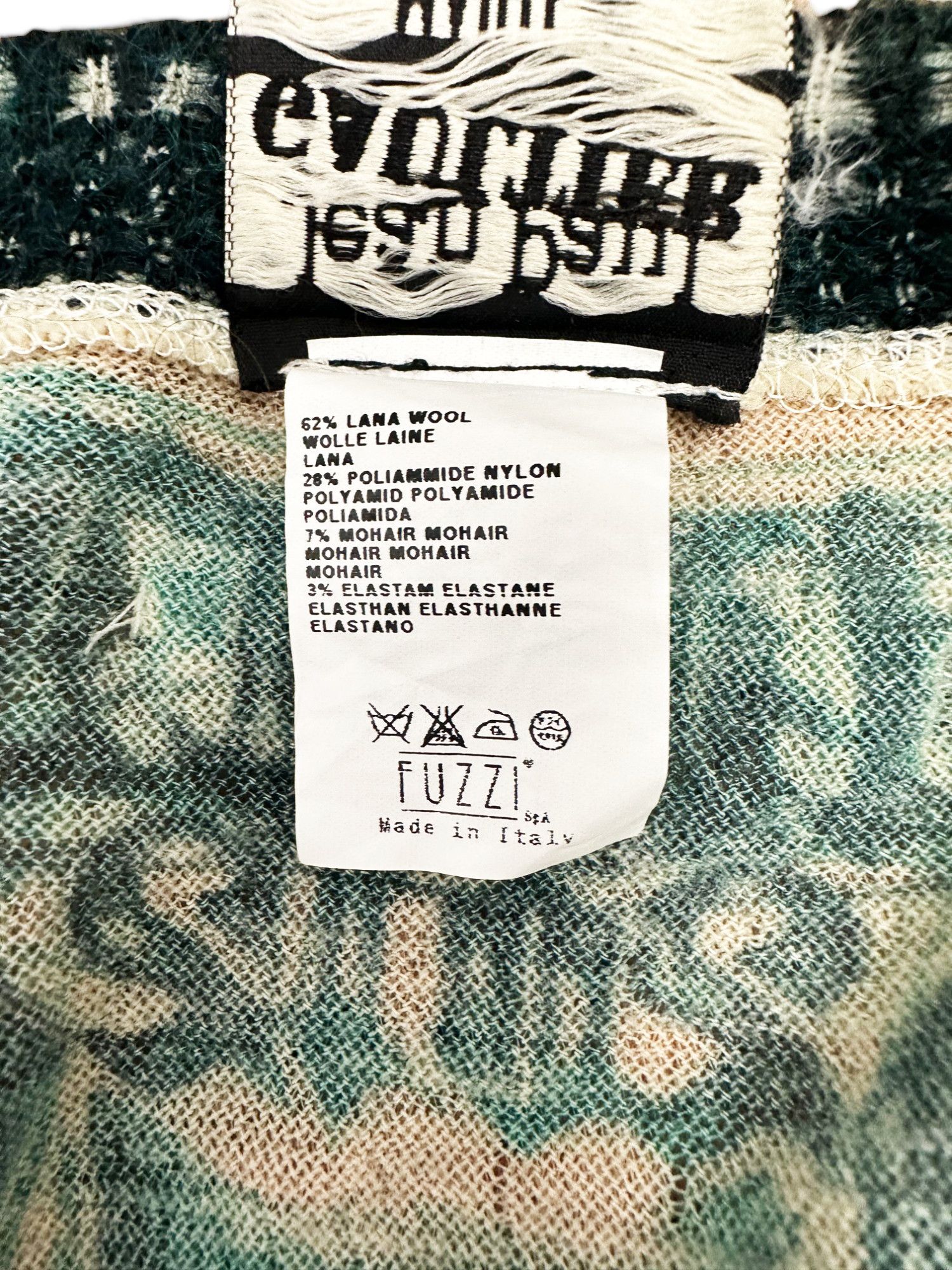 Jean Paul Gaultier 90's Tribal Acqua Green Wool Cardigan Size L / US 10 / IT 46 - 17 Thumbnail