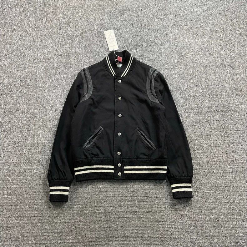 SAINT LAURENT Black and White Baseball Jacket