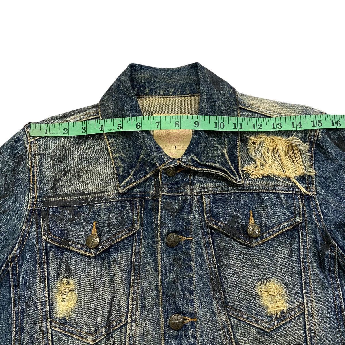 Japanese Brand Vintage Midas Painted Distressed Denim Button Jacket Size S / US 4 / IT 40 - 18 Thumbnail