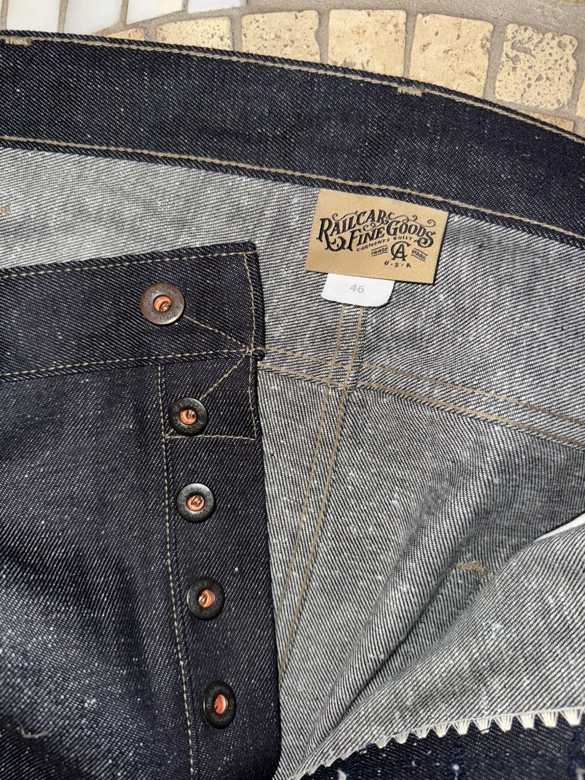 Railcar Fine Goods Railcar Fine Goods Spikes Taper Leg Japanese Nep Denim NWT Size US 44 / EU 60 - 7 Thumbnail