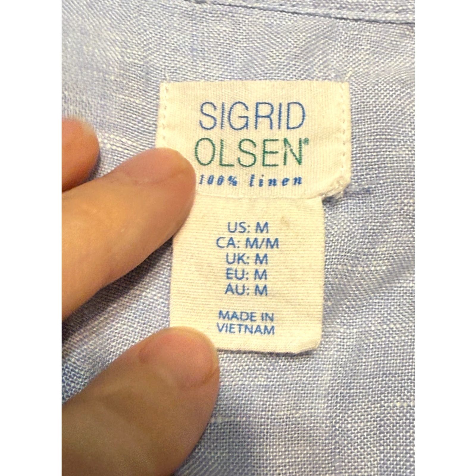 Vintage Sigrid Olsen Shirt Womens Medium Blue Long Sleeve 1/4 Buttons Satin? Size M / US 6-8 / IT 42-44 - 5 Thumbnail