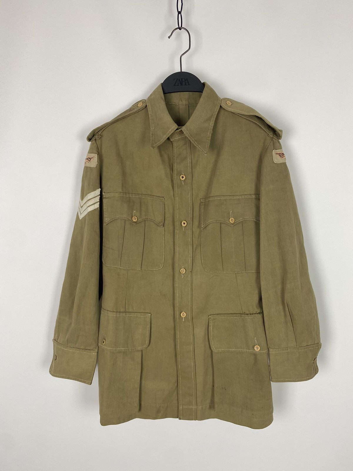 Vintage 1940s Vintage WW2 RAF British Air Force Drill Bush Jacket Size US S / EU 44-46 / 1 - 1 Thumbnail