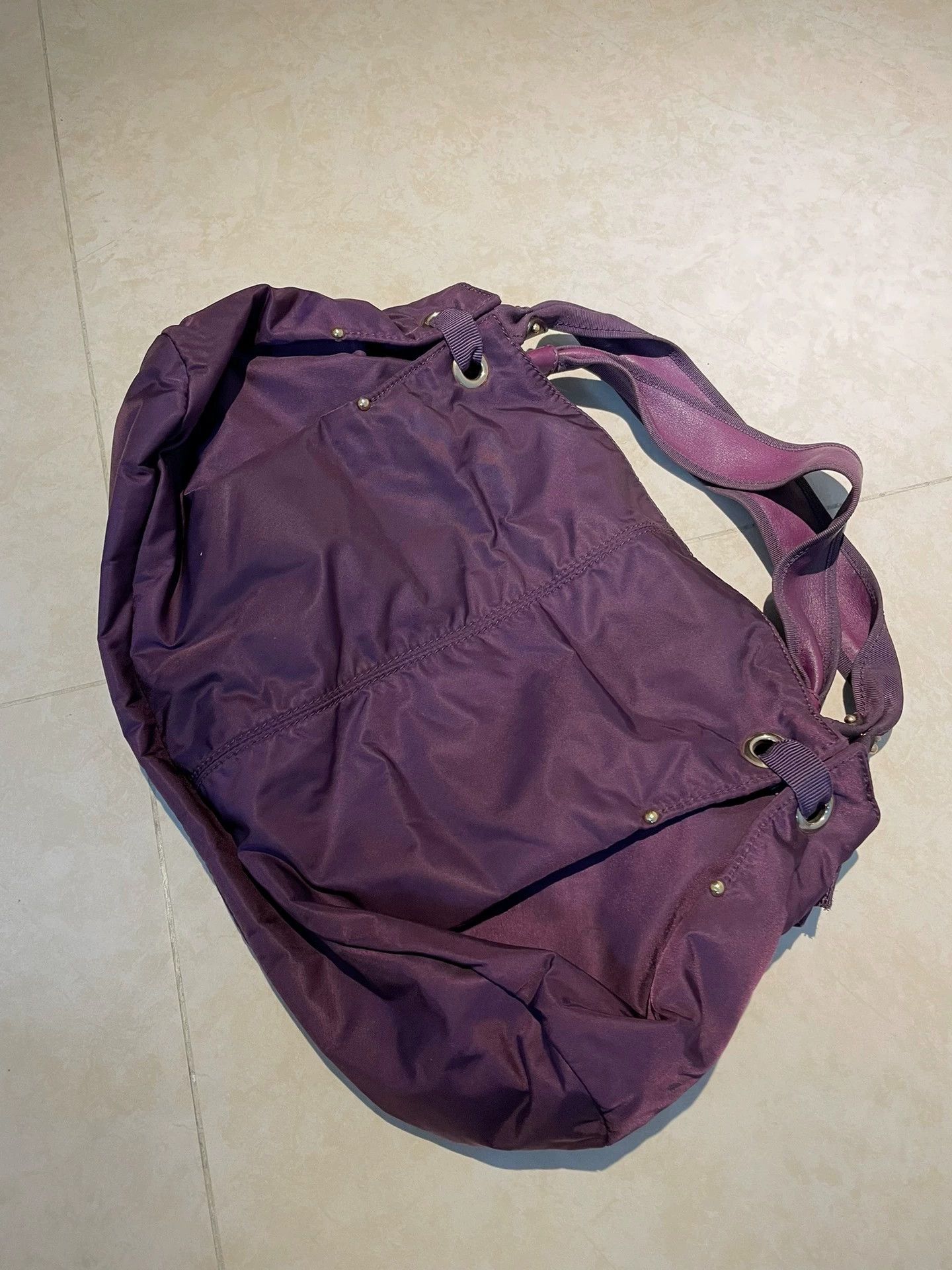 Prada Prada Nylon Studded Shoulder Bag Deep Purple Size ONE SIZE - 3 Thumbnail