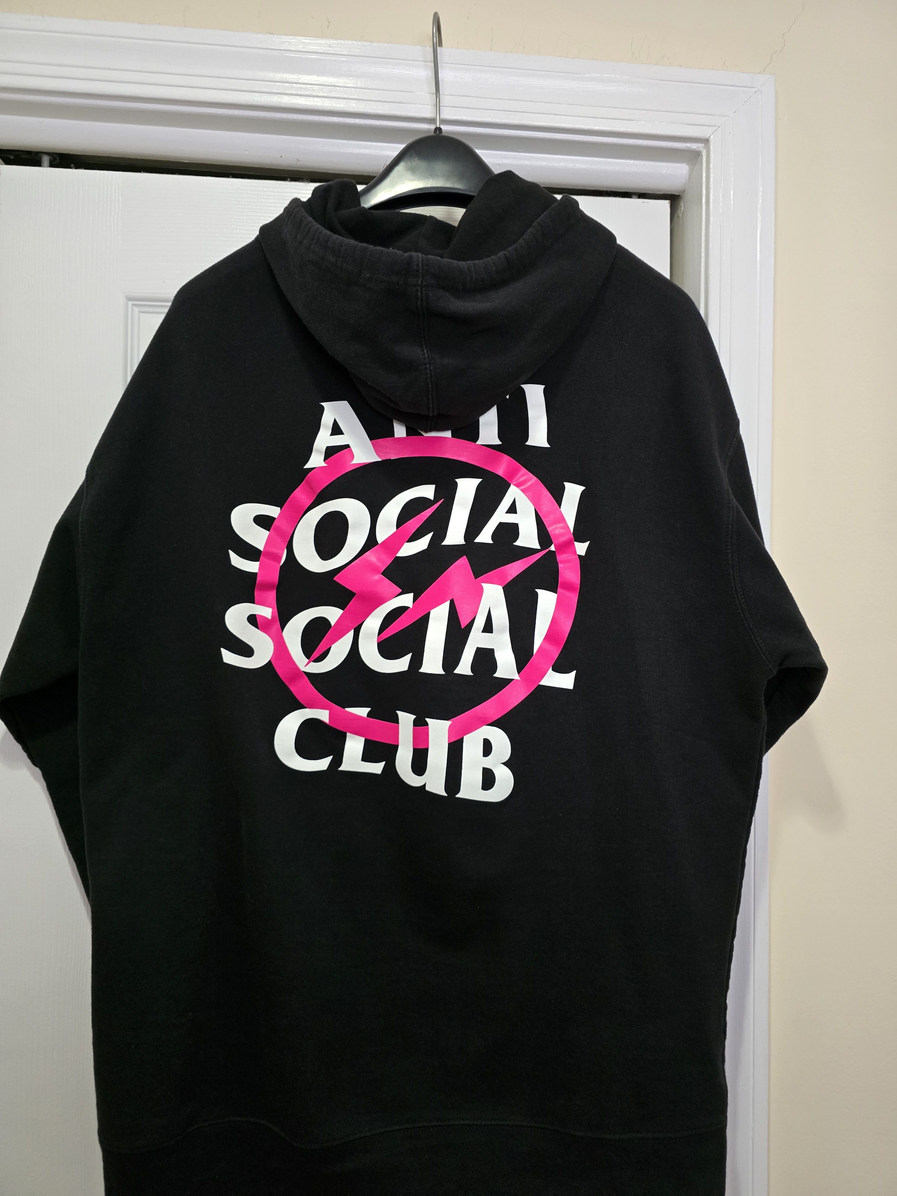 Anti Social Social Club × Fragment Design ASSC Pink Fragment Black Hoodie Size US XL / EU 56 / 4 - 2 Thumbnail