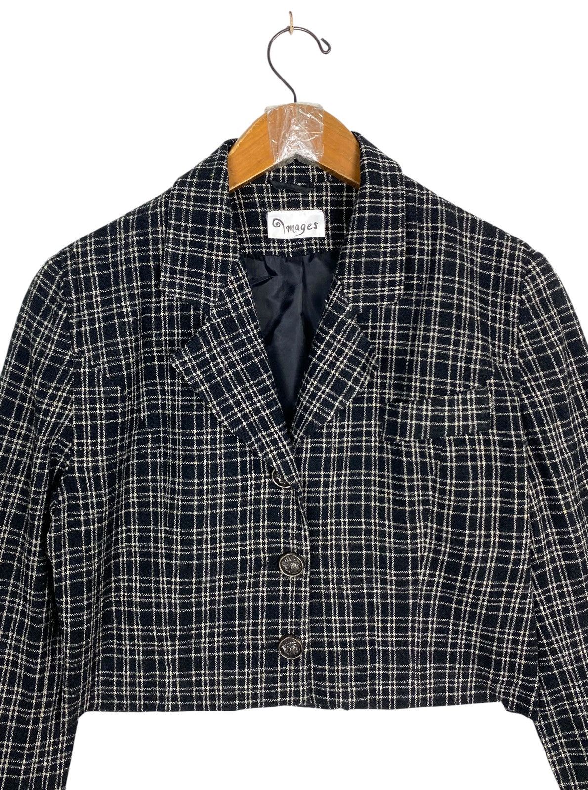 Vintage Rare‼️ Vintage Image Black and White Plaid Cropped Wool Size M / US 6-8 / IT 42-44 - 4 Thumbnail