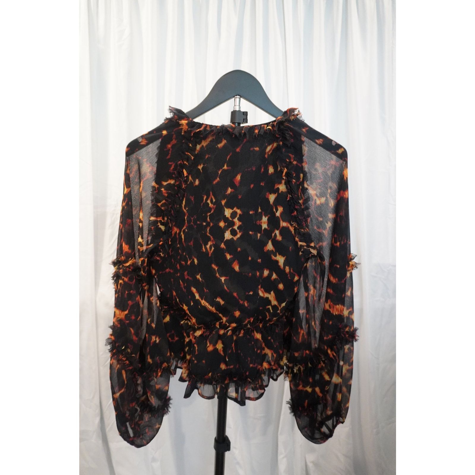 Allsaints AllSaints Flame Tortoiseshell Ruffle Sheer Blouse US 2 Size XS / US 0-2 / IT 36-38 - 4 Thumbnail