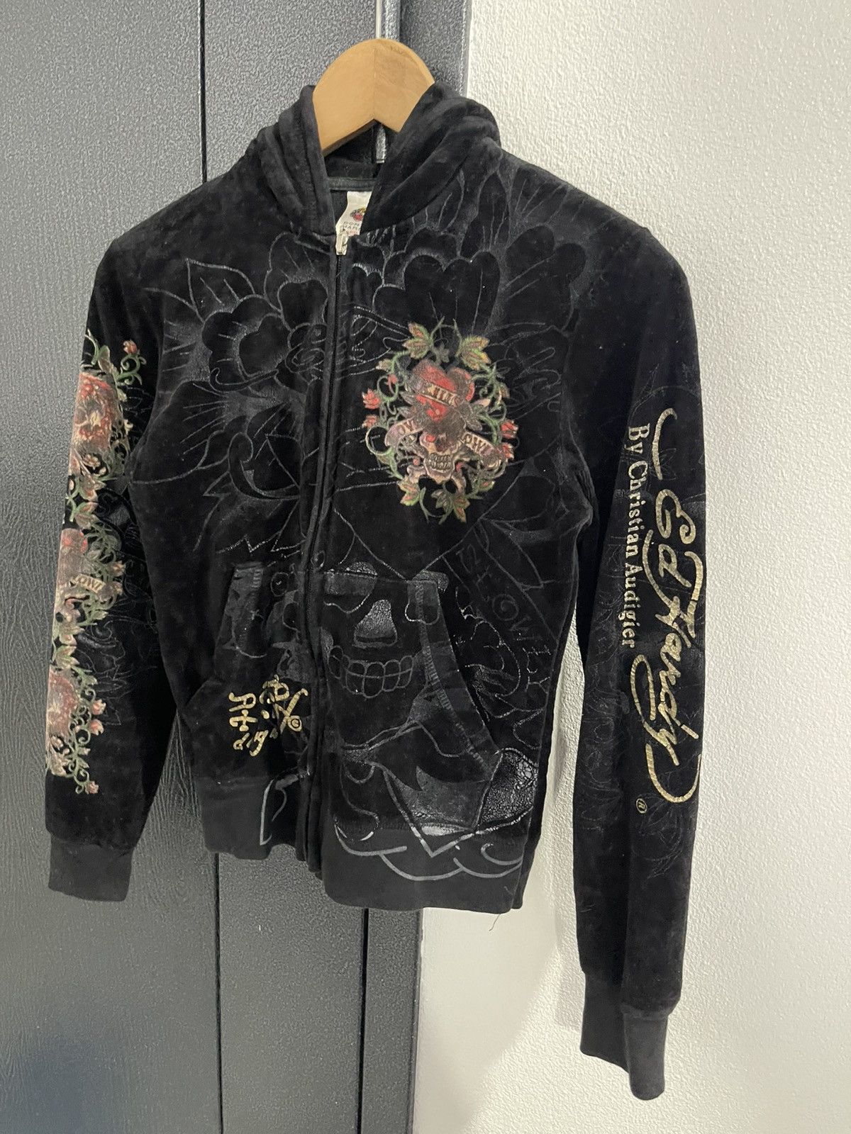 Ed Hardy Ed Hardy by Christian Audigier Velvet Hoodie Size M / US 6-8 / IT 42-44 - 3 Thumbnail