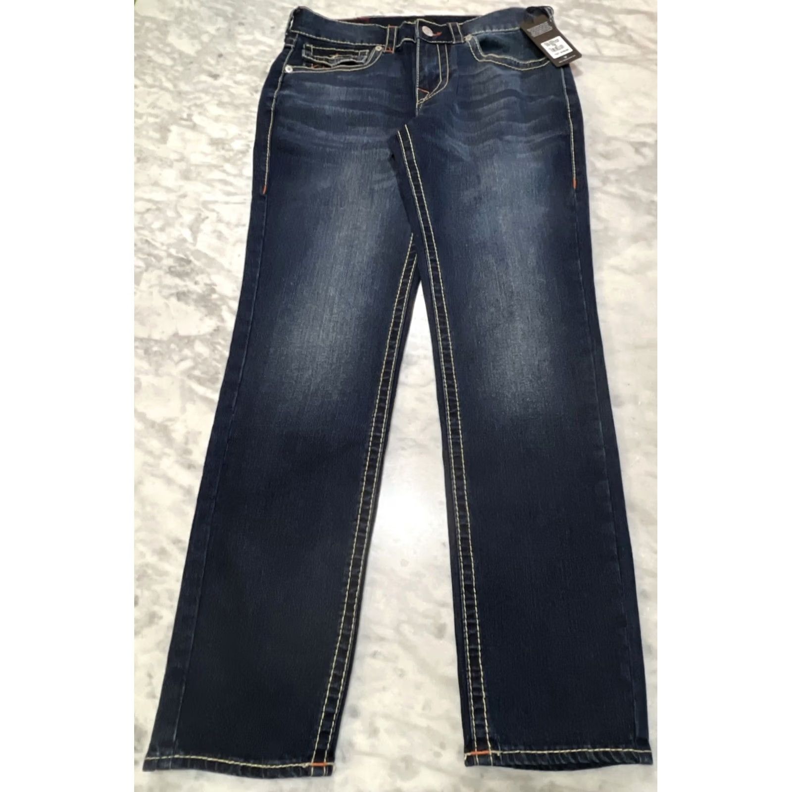 True Religion True Religion Geno Big T Flap Relax Slim Jeans Men 33 Dark Mahogany Wood 700607 NWT Size US 33 - 2 Thumbnail