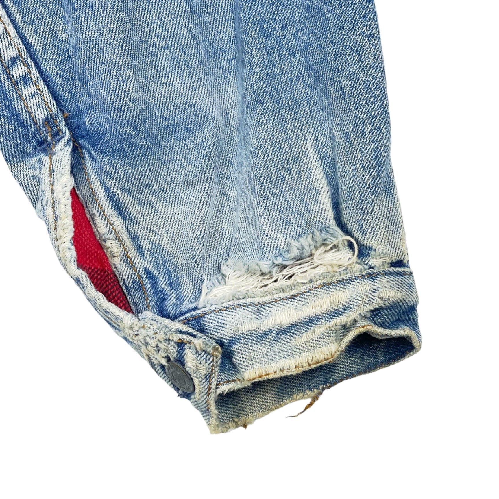 Gap VINTAGE Gap Denim Jacket Mens M Light Blue Denim Lined 90s Distressed Plaid Button Collar Jean Jacket Size US M / EU 48-50 / 2 - 2 Thumbnail