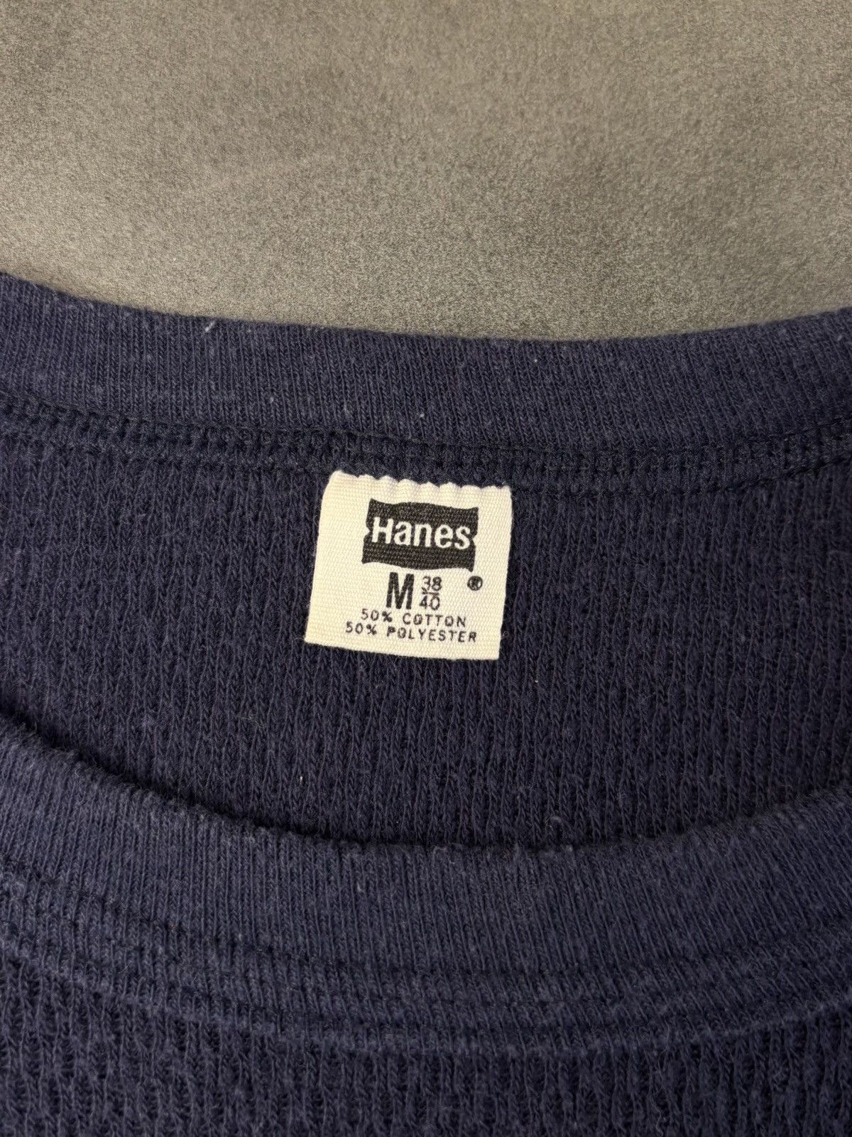 Hanes × Vintage 1970s Vintage Thermal Longsleeve Argyle Waffle Double Face S Size US S / EU 44-46 / 1 - 5 Thumbnail