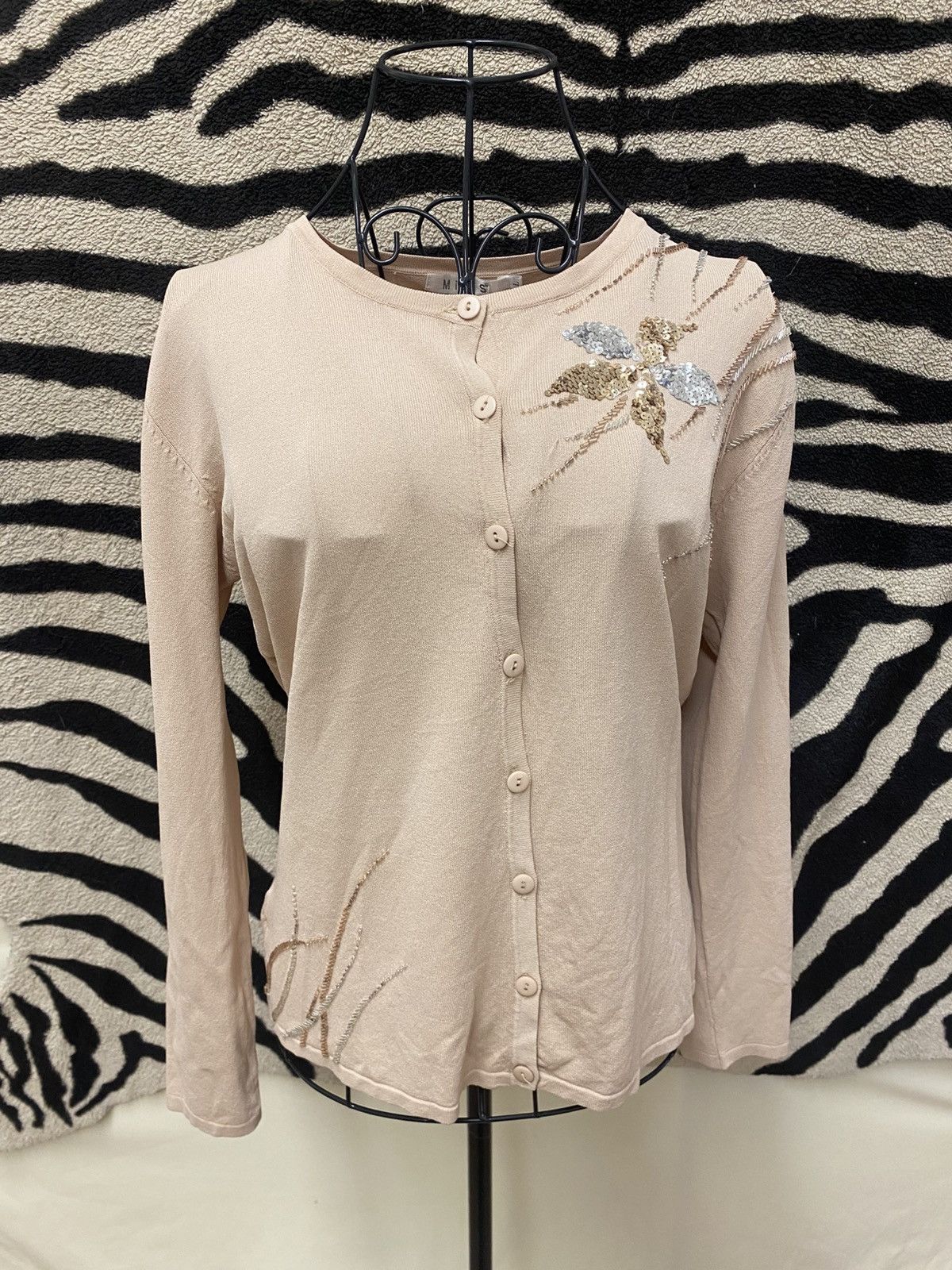 Vintage Beige autumn cardigan Size L / US 10 / IT 46 - 1 Thumbnail