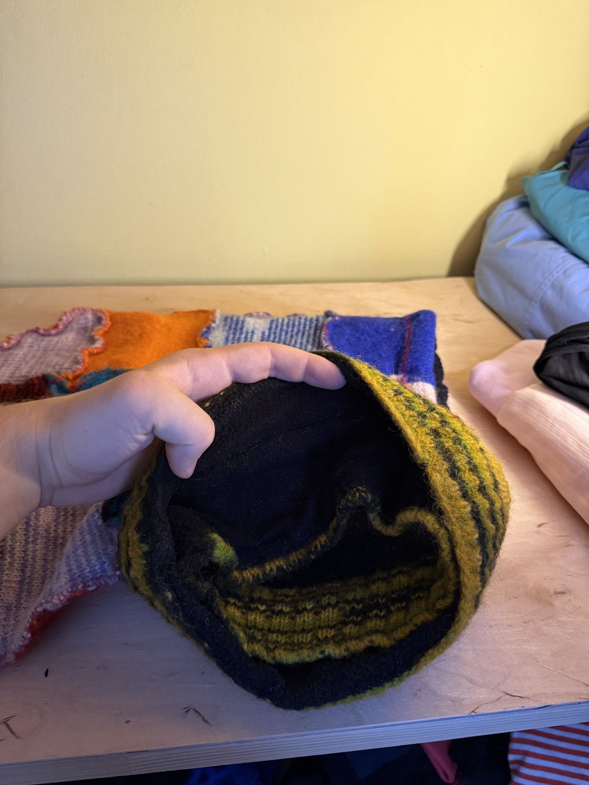 Other Boho Goblin Core Elf Wool Fleece Knit Hood Handmade Y2K OS Size ONE SIZE - 3 Thumbnail