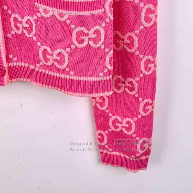 Gucci Gucci Pink logo jacquard full-print cotton round-neck sing Size L / US 10 / IT 46 - 4 Thumbnail
