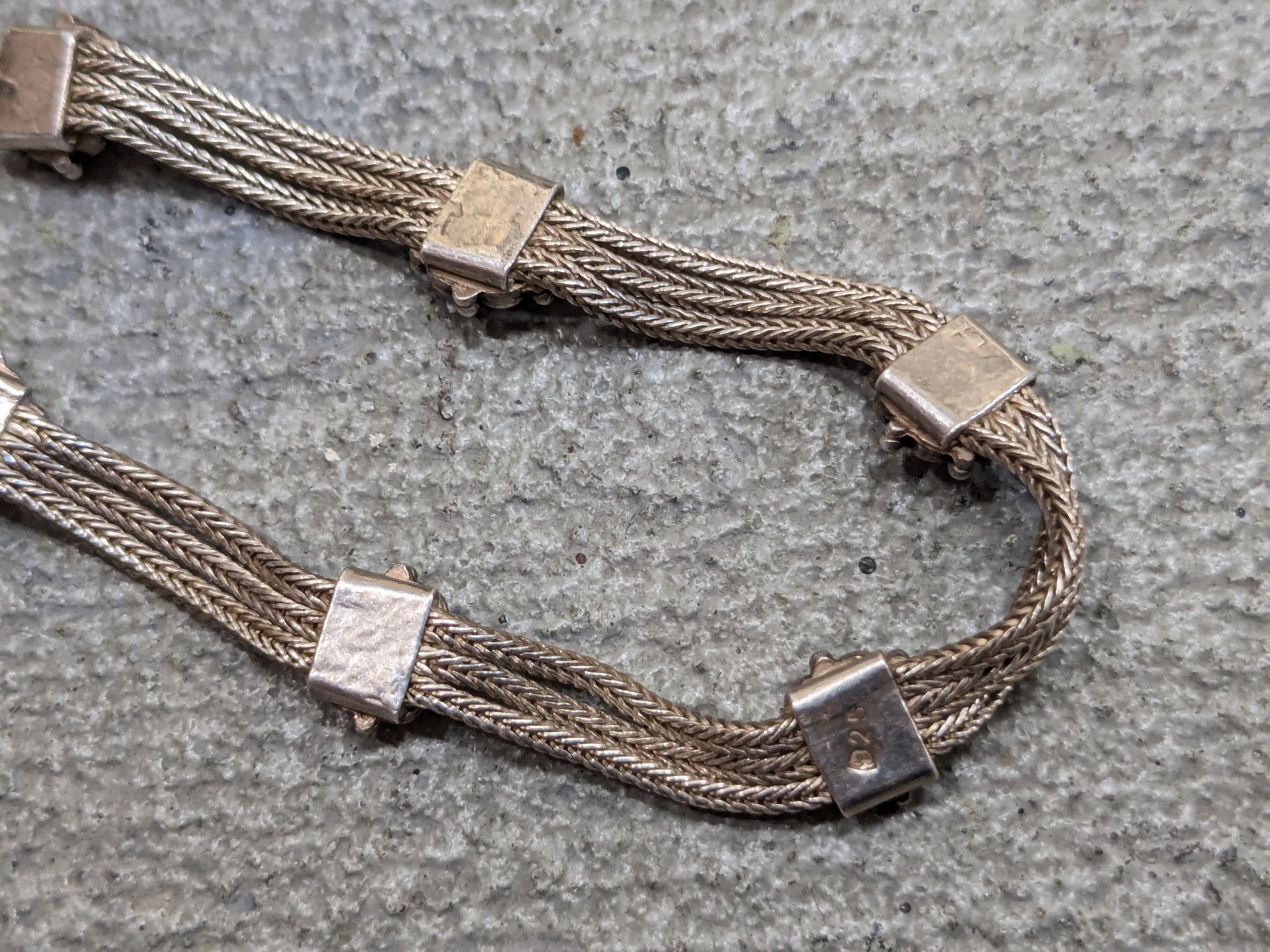 Jewelry Vintage Sterling Silver Bracelet Mesh Chain 7.25 Size ONE SIZE - 8 Thumbnail
