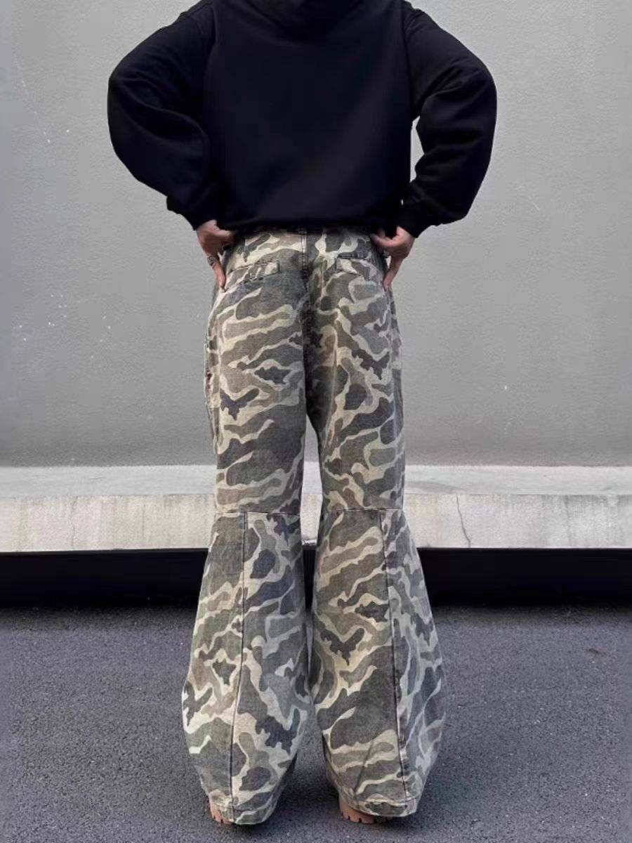 Japanese Brand × Vintage High street baggy micro flare vintage washed camo work pants Size US 34 / EU 50 - 4 Thumbnail
