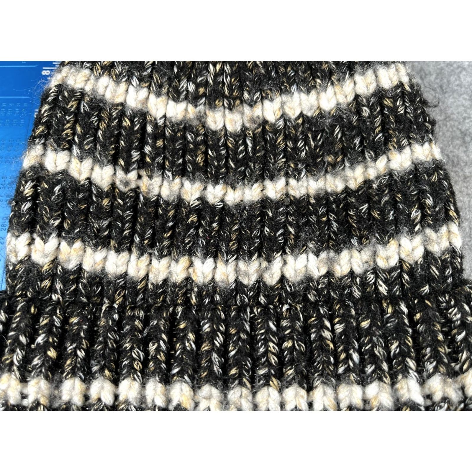 Vintage Time And Tru Beanie Womens One Size Black Striped Knit Lined Winter Hat casual activewear Mens Womens Girls not applicable Size ONE SIZE - 2 Thumbnail