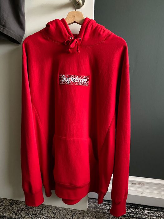 Supreme Supreme Box Logo Bogo Bandana Hoodie Red XL Grailed