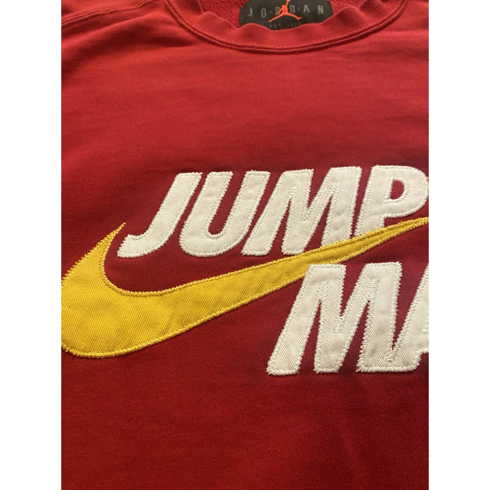 Jordan Brand Nike Air Jordan Pocketed Crewneck Pullover Sweatshirt Red Men’s M Embroidered Jump Man Crew Neck Long Sleeve Pullover Sports Basketball Size US M / EU 48-50 / 2 - 4 Thumbnail