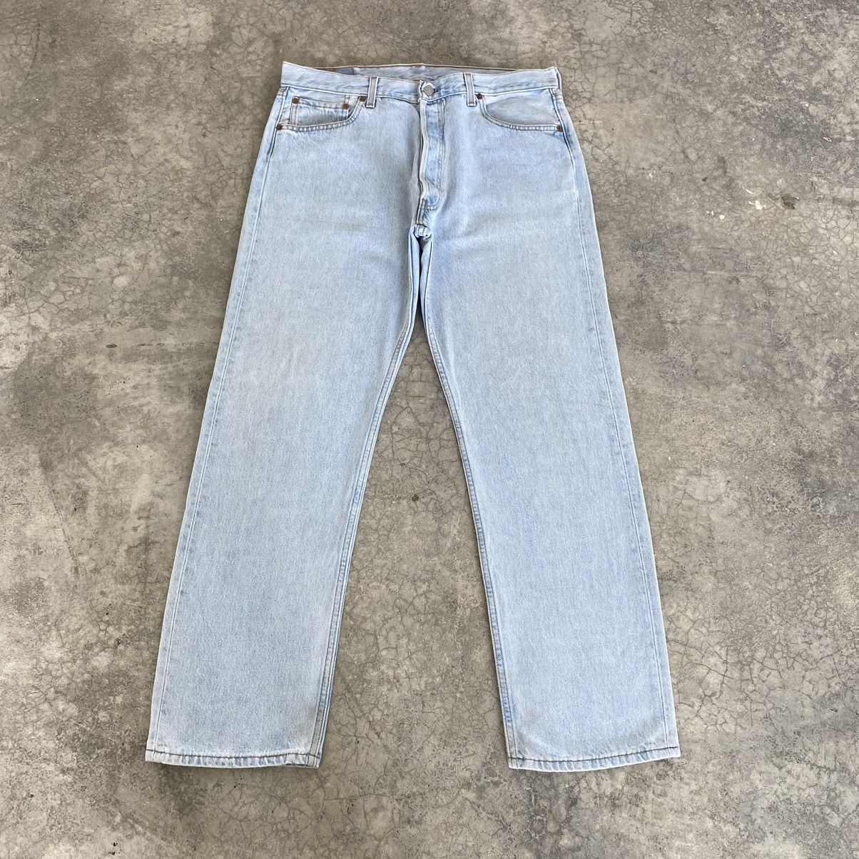 Levi's Size 35x30 Vintage 1996 Levis 501 Light Blue Jeans Size US 35 - 1 Thumbnail