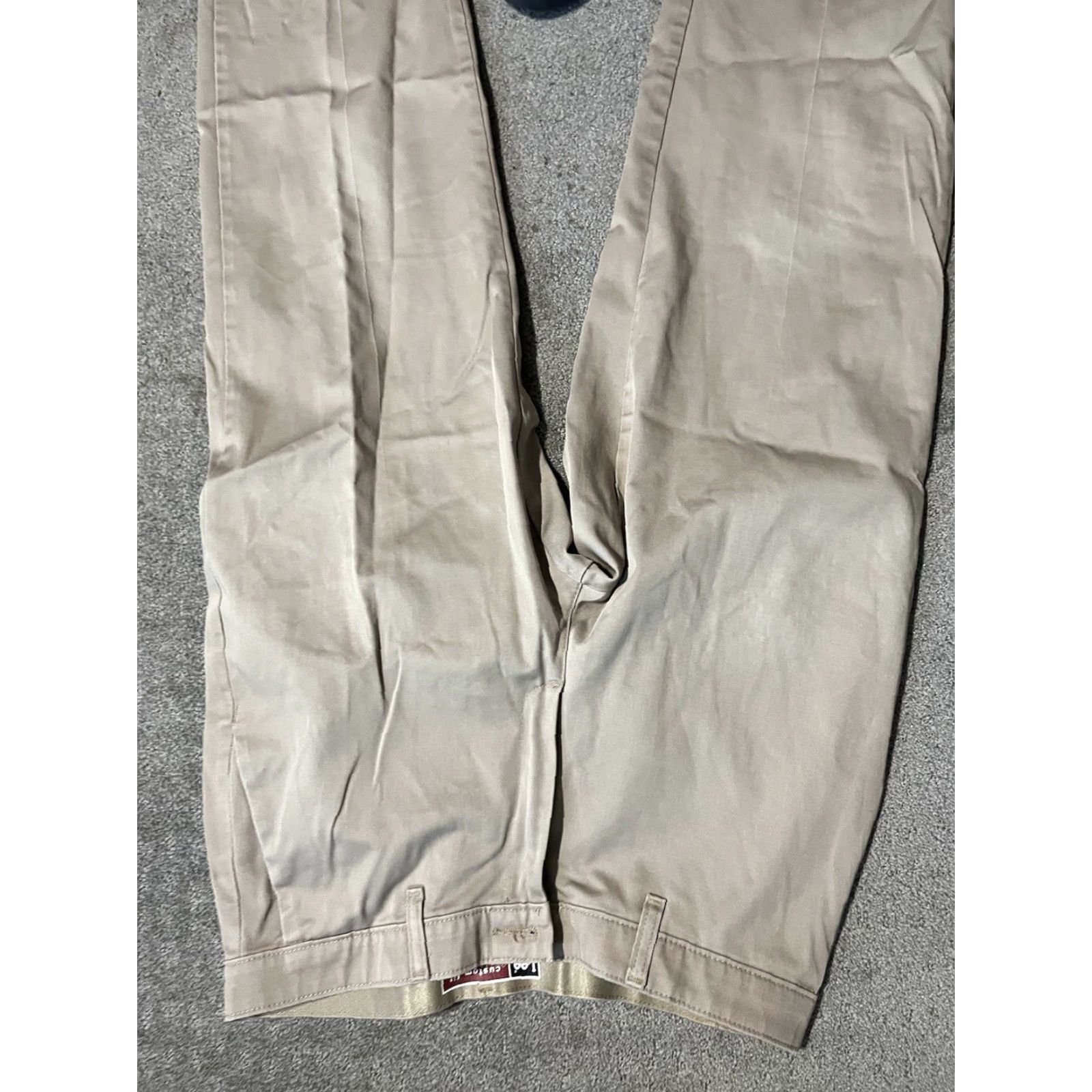 Lee Lee Pants Mens 32X29 Custom Fit Flat Front Beige Chino Casual Slim Relaxed Waistband Button Zipper Pockets Cotton Spandex Size US 32 / EU 48 - 4 Thumbnail