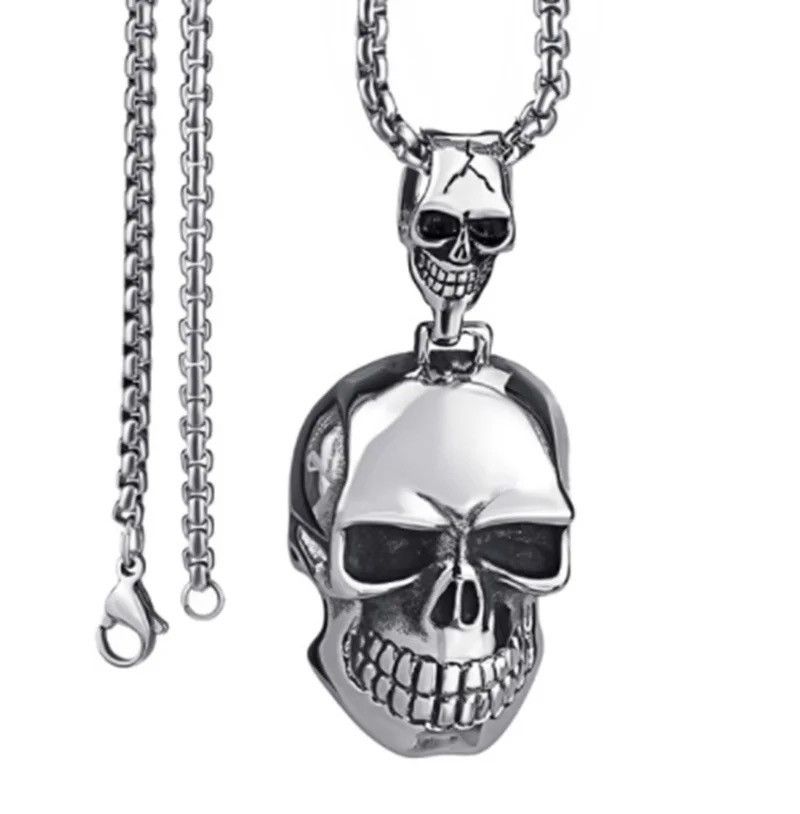 Vintage Vintage Goth Double Skull Necklace Size ONE SIZE - 3 Thumbnail
