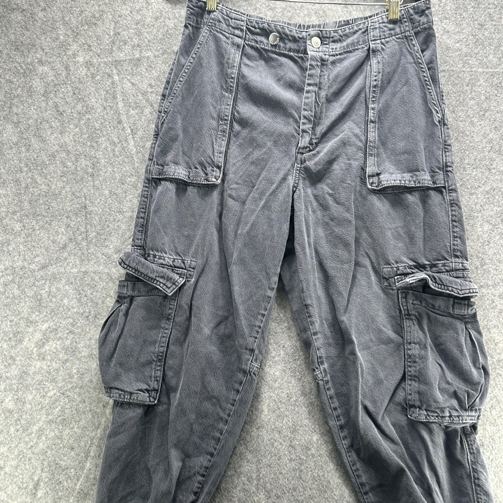 Allsaints AllSaints Frieda Denim Cargo Jogger Trousers Womens 10 Gray Elastic Waist Pockets Tapered Cuffed Denim Casual Pants Size 32" / US 10 / IT 46 - 4 Thumbnail