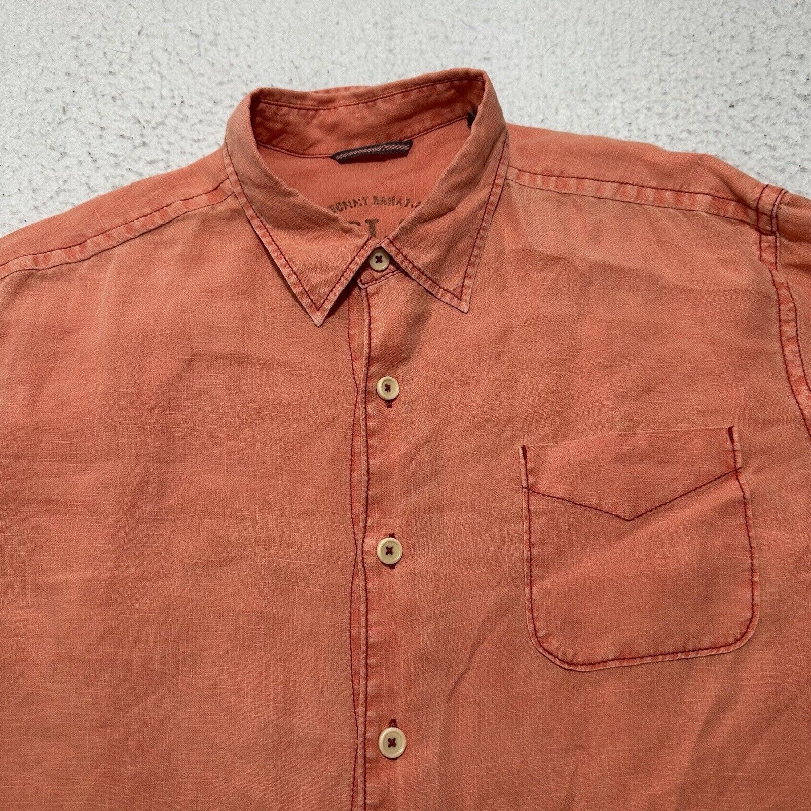 Tommy Bahama Tommy Bahama Large Linen Salmon Orange Button Down Shirt Size US L / EU 52-54 / 3 - 2 Thumbnail