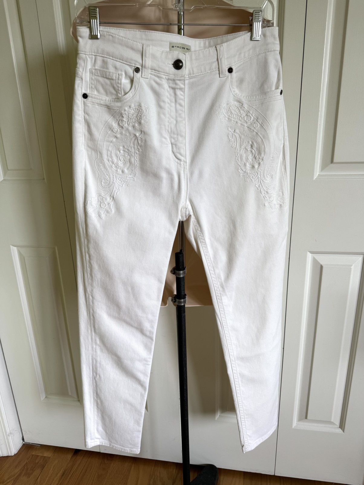 Etro ETRO Women White Embroidered Skinny Jeans 29 NWOT Size 29" - 8 Thumbnail