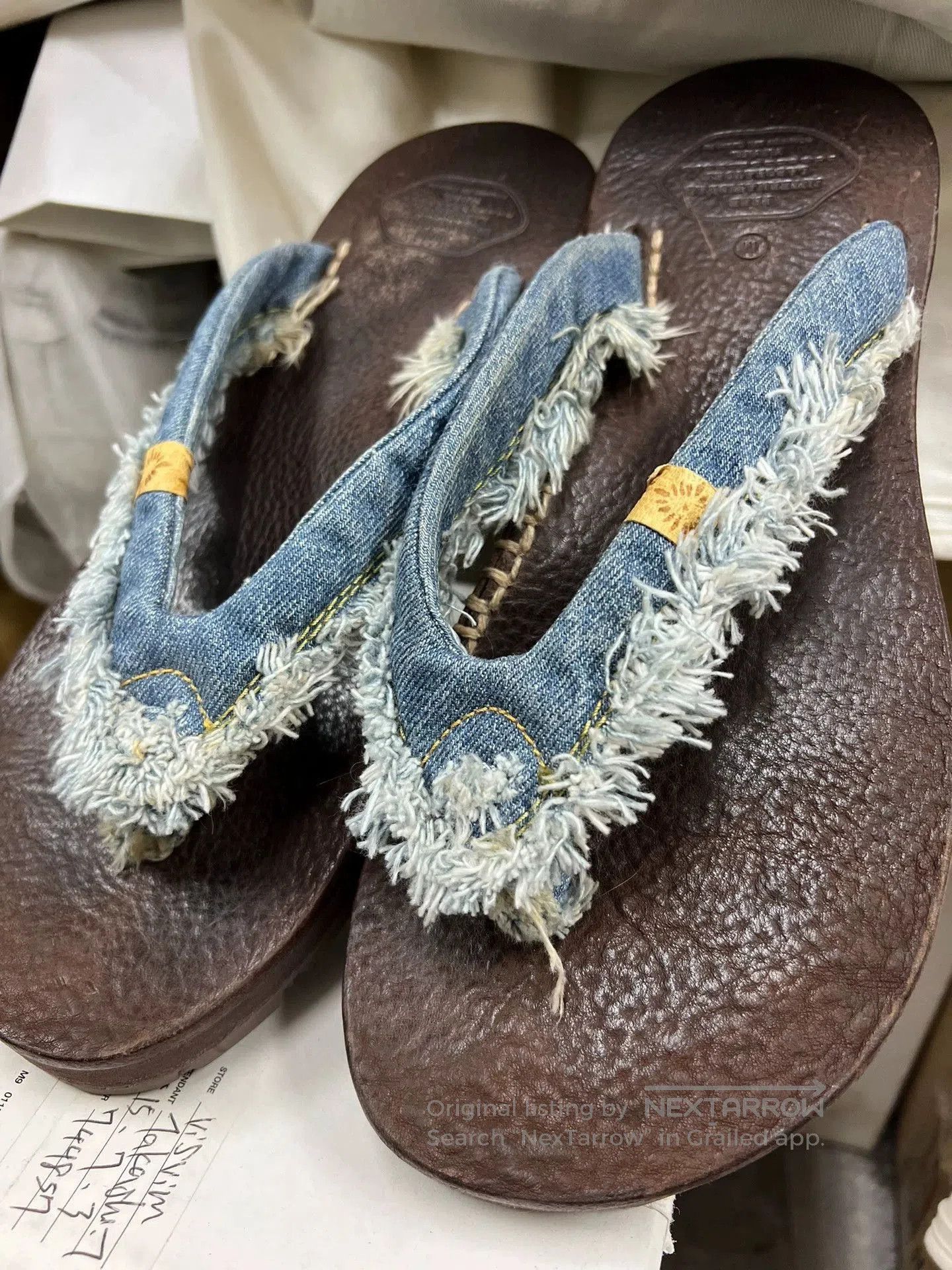 Visvim Brown Denim Fringe Sandals Size 8.5. Size US 8.5 / EU 41-42 - 7 Thumbnail
